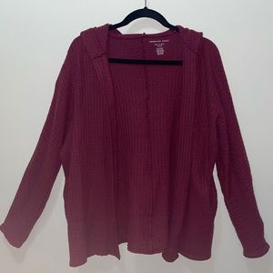 American Eagle Hooded Cardigan Burgundy XS
